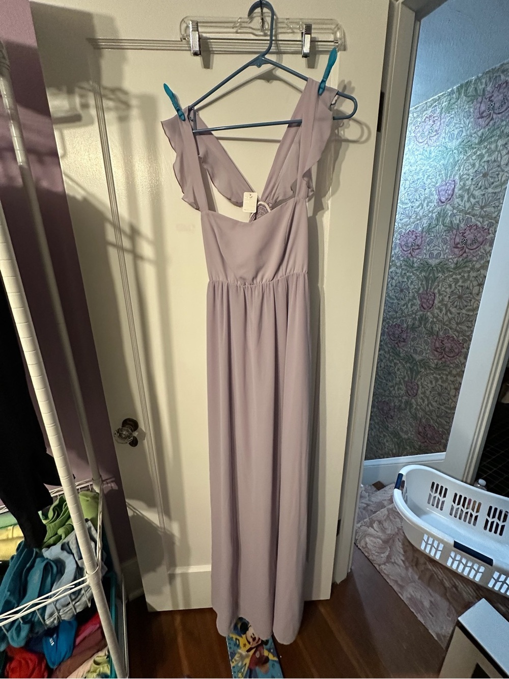 Nordstrom Lavender Ruffled Strap Prom Dress